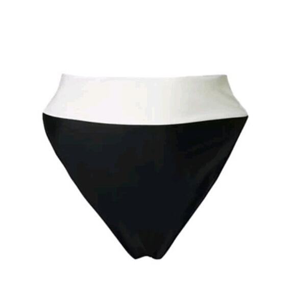 Oseree Eco Twist Black White Bikini Bottoms High Cut Rise Sustainable ECF213 - Picture 3 of 8